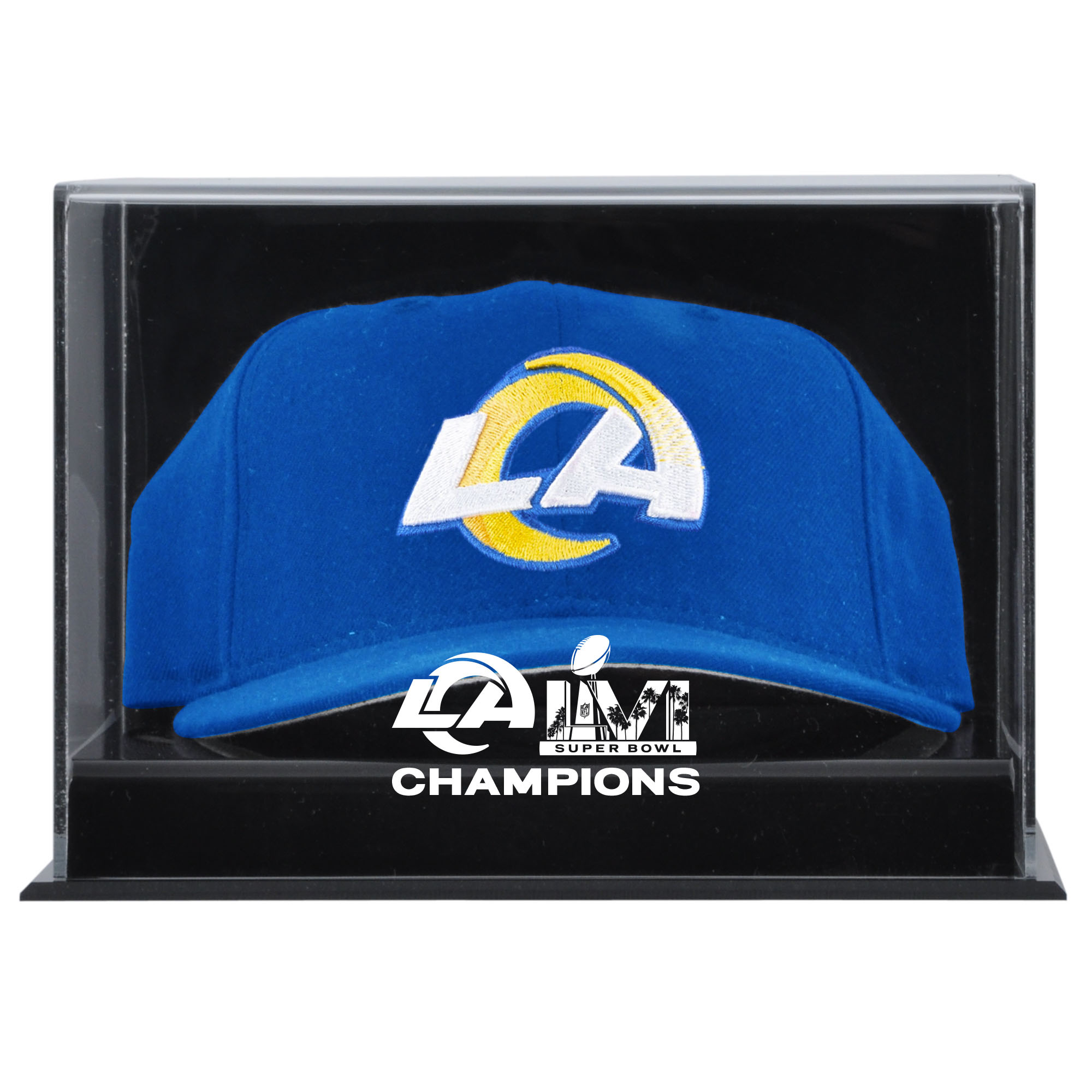 Vitrine mit Logo-Cap aus Acryl für die Los Angeles Rams Super Bowl LVI Champions