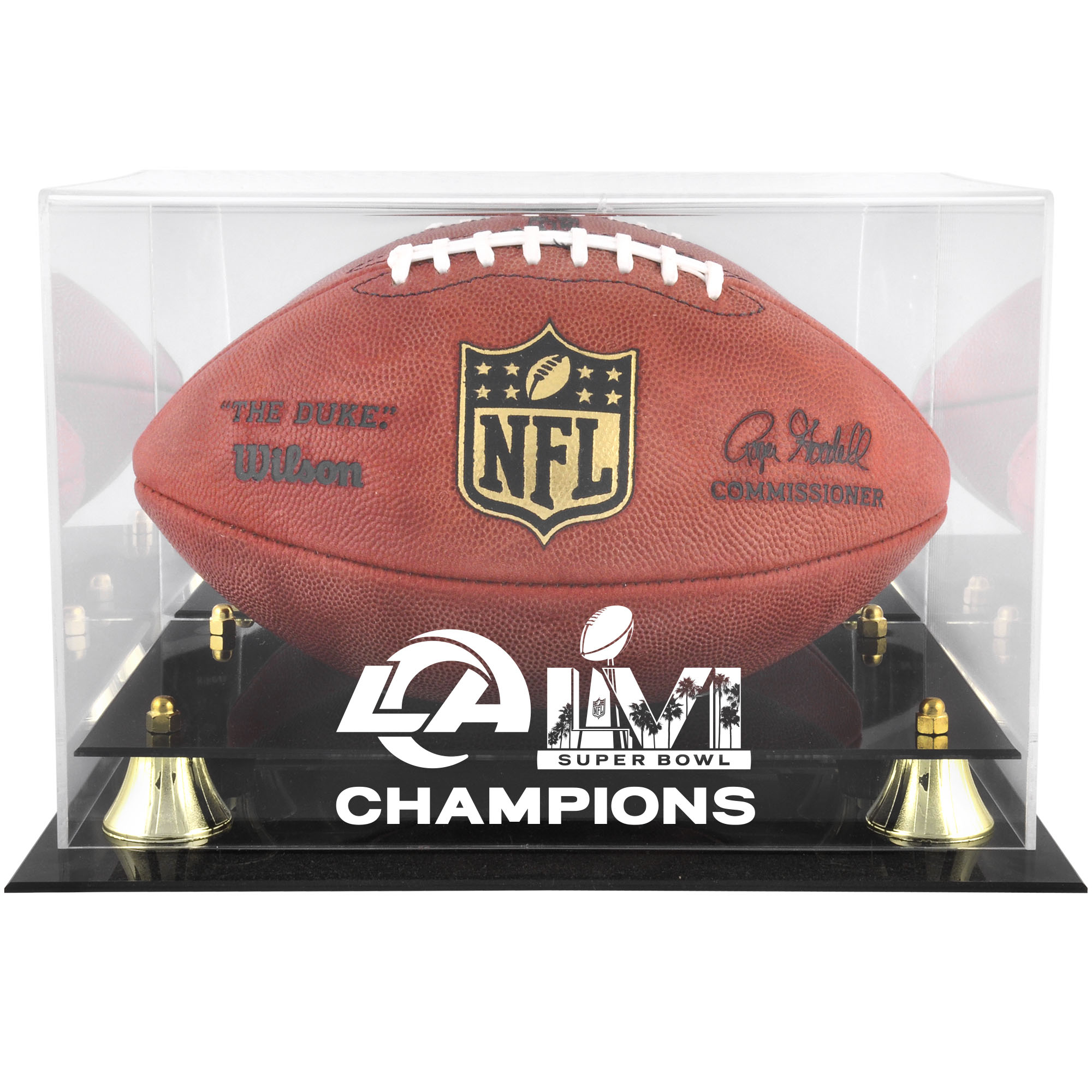 Goldener klassischer Football-Vitrine für die Los Angeles Rams Super Bowl LVI Champions