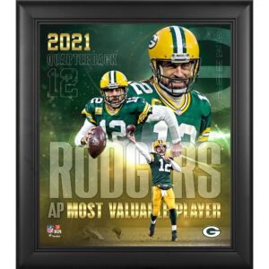 Fanatics Authentic Aaron Rodgers Green Bay Packers 2021 NFL Most Valuable Player gerahmtes Collage-Foto, 15 x 17 Zoll