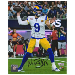 Matthew Stafford, Los Angeles Rams, signiertes Super Bowl LVI-Champions-Actionfoto, 20,3 x 25,4 cm