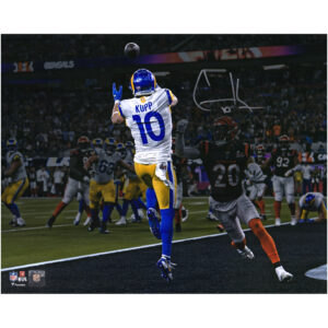 Autogrammfoto der Los Angeles Rams vom Super Bowl LVI Champions mit spielentscheidendem Touchdown-Catch, 16 x 20 Zoll, von Cooper Kupp