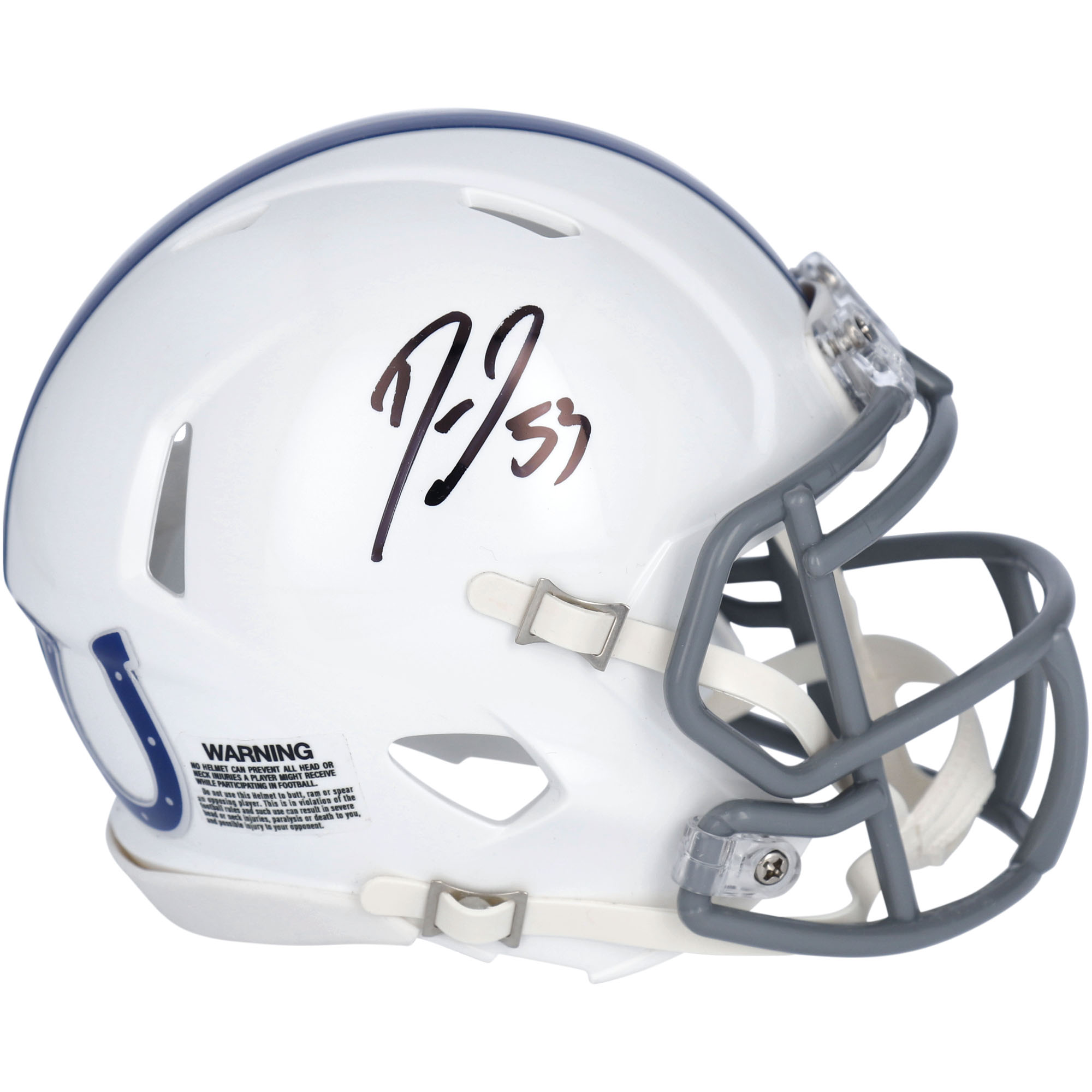 Shaquille Leonard Indianapolis Colts Fanatics Authentischer, signierter Riddell 2021 Season Throwback Logo Speed ​​Mini Helm