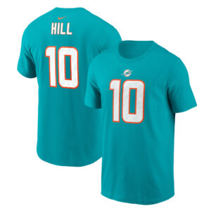 Nike Tyreek Hill Aqua Miami Dolphins Spielername und -nummer-T-Shirt für Herren