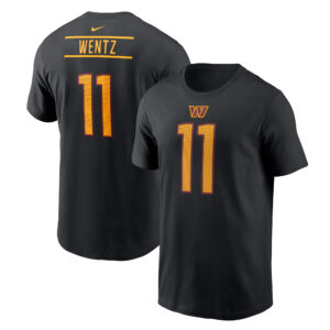 Schwarzes Nike Carson Wentz Washington Commanders T-Shirt mit Spielername und Nummer für Herren