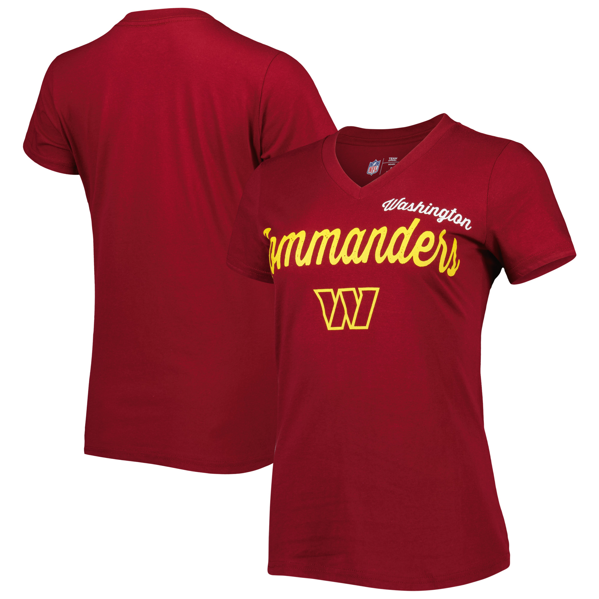 Burgunderrotes Washington Commanders Post Season-T-Shirt mit V-Ausschnitt für Damen von Carl Banks G-III 4Her