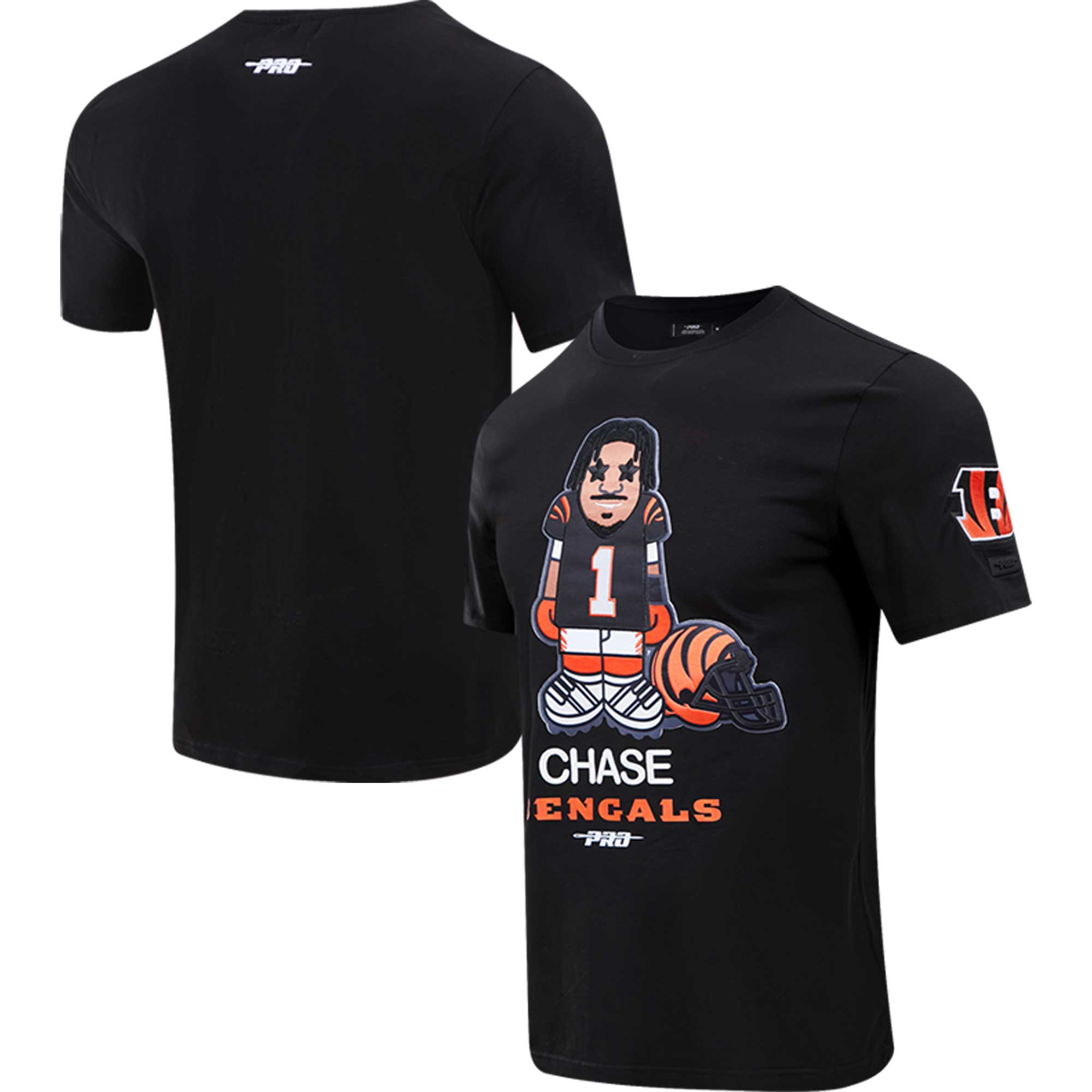 Herren Pro Standard Ja’Marr Chase Schwarzes Cincinnati Bengals-Spieler-Avatar-Grafik-T-Shirt