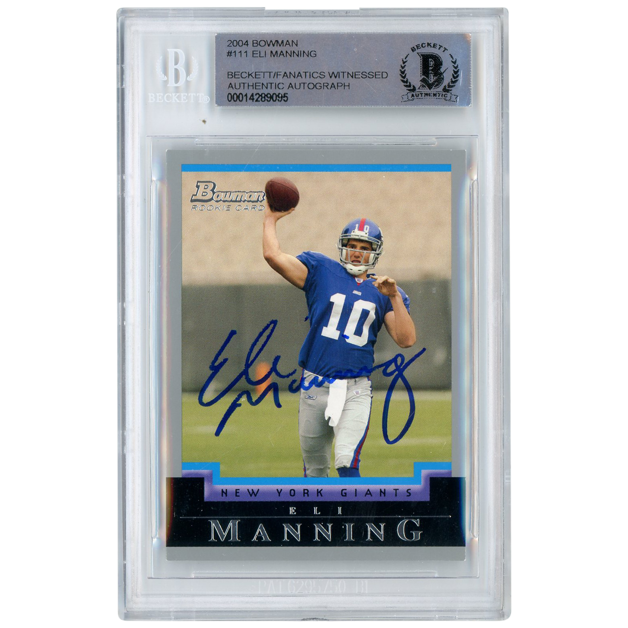 Eli Manning New York Giants signierte 2004 Bowman #111 Beckett Fanatics bezeugte authentifizierte Rookie-Karte