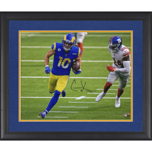 Cooper Kupp Los Angeles Rams signiertes gerahmtes 16″ x 20″ Royal Jersey Running vs. New York Giants Foto