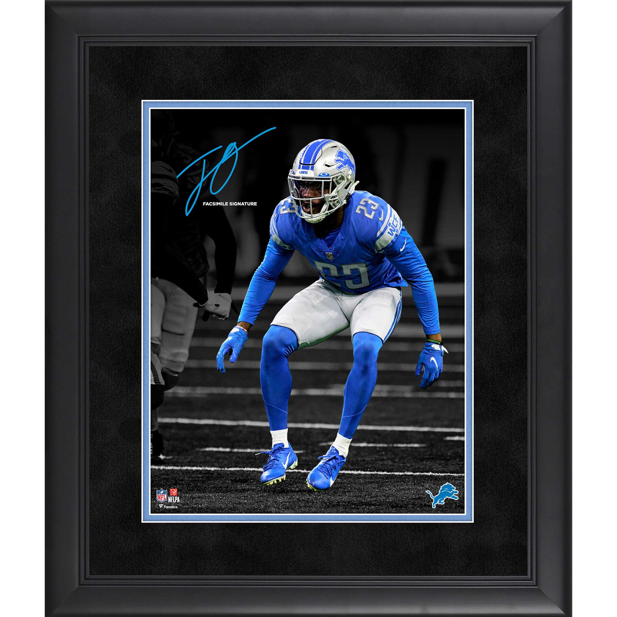 Jeff Okudah Detroit Lions Faksimile Signatur gerahmt 11″ x 14″ Spotlight Foto