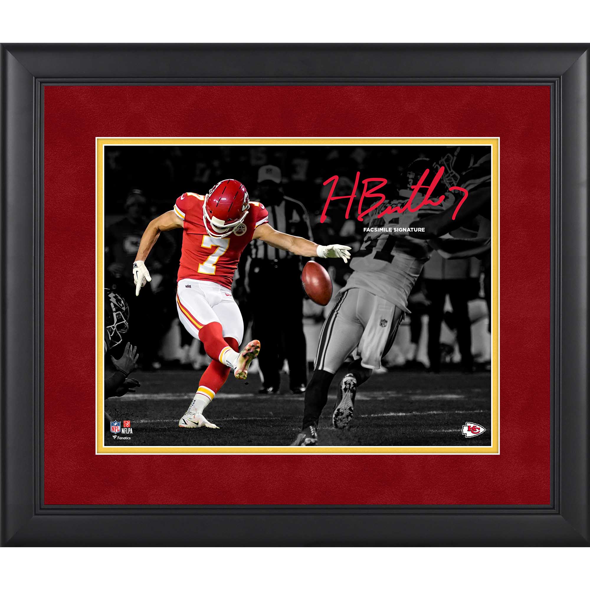 Harrison Butker Kansas City Chiefs Faksimile-Signatur gerahmt 11 x 14 Zoll Spotlight-Foto