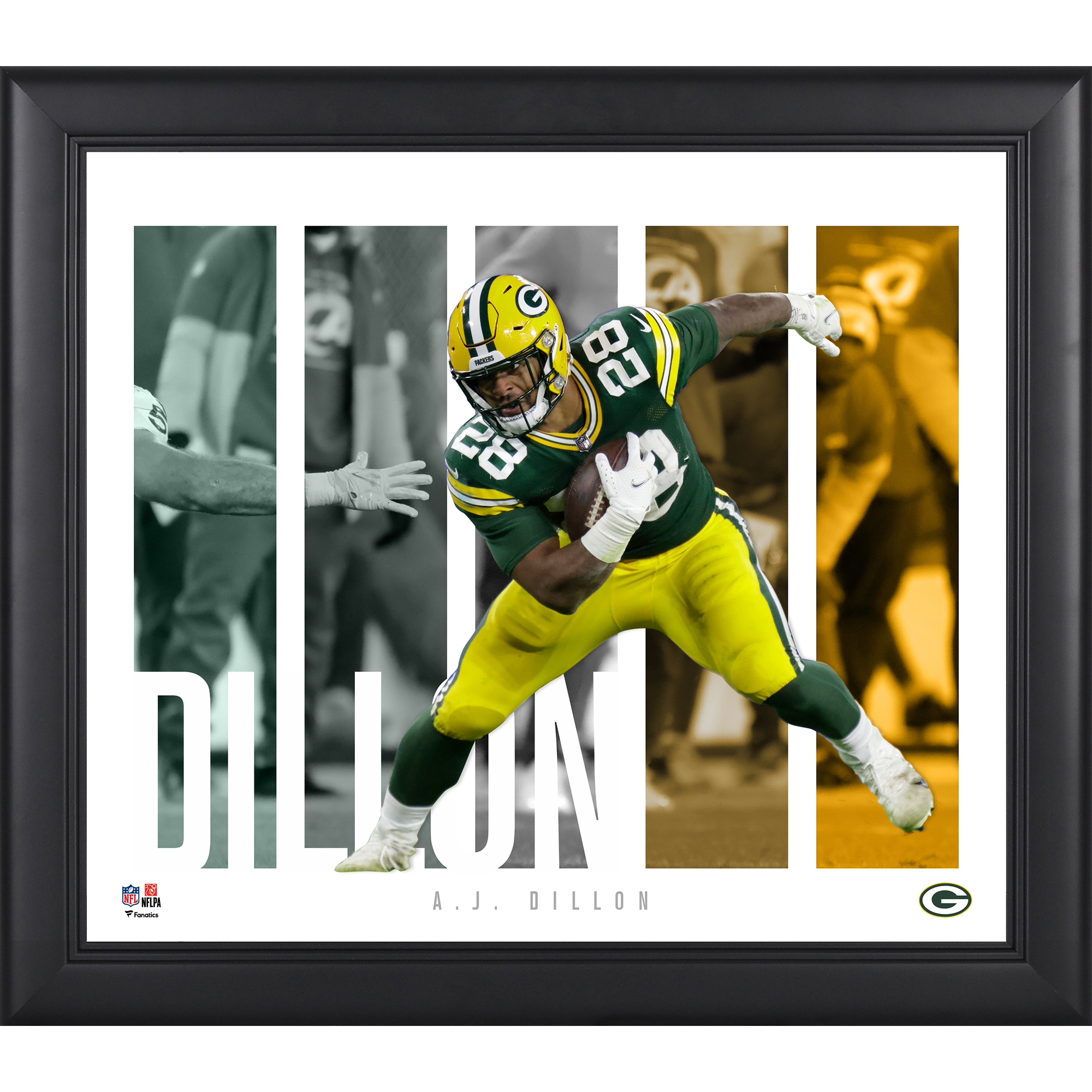 AJ Dillon Green Bay Packers Gerahmte 15″ x 17″ Spielerpanel-Collage