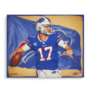 Josh Allen Buffalo Bills Fotodruck, 16 x 20 Zoll, entworfen und signiert vom Künstler Brian Konnick, limitierte Auflage 25