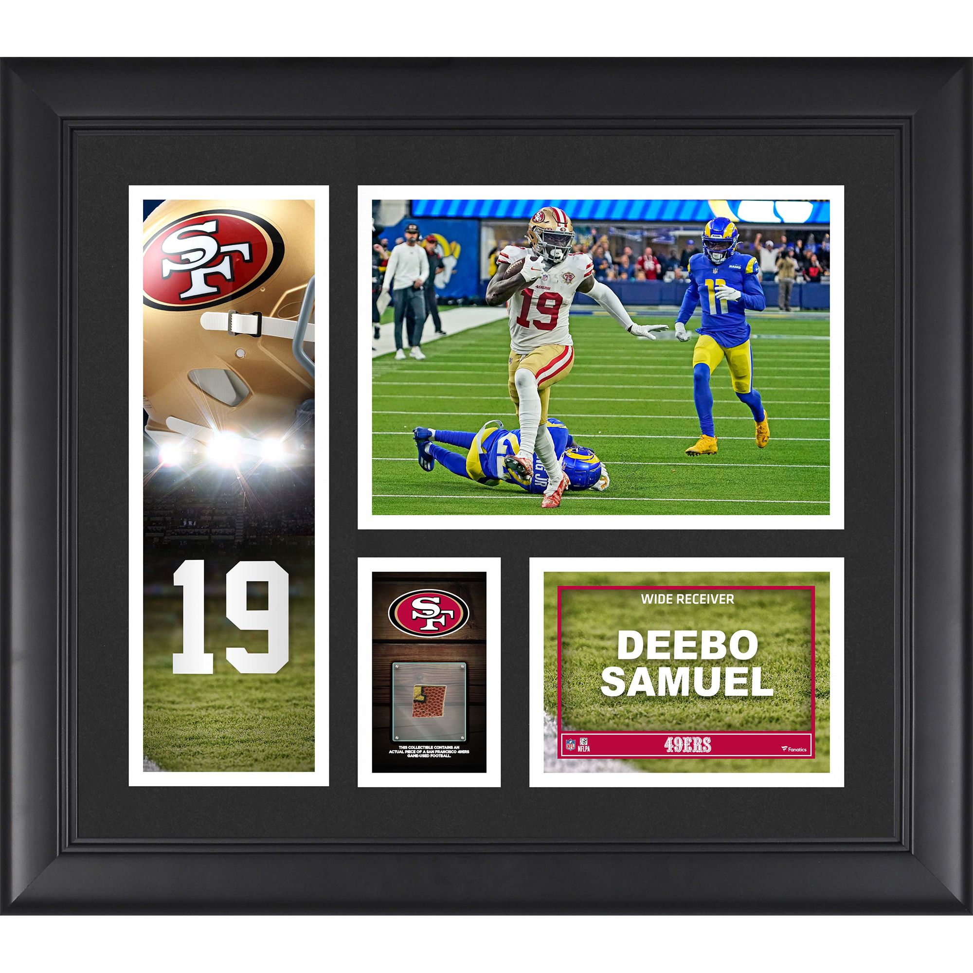 Deebo Samuel San Francisco 49ers Gerahmte 15″ x 17″ Spielercollage mit einem Stück eines Spielballs