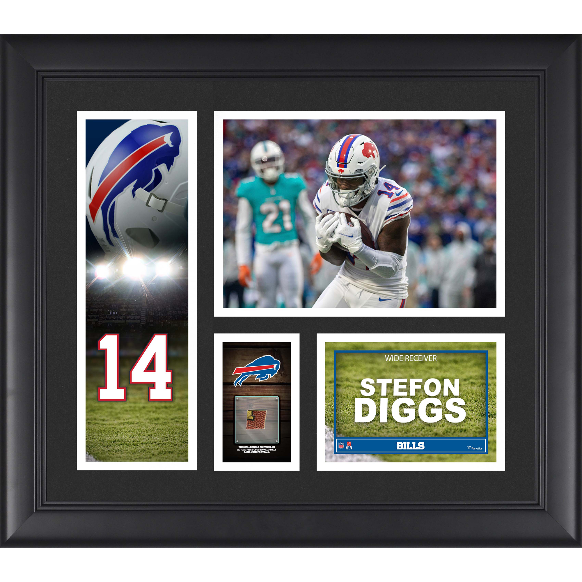 Stefon Diggs Buffalo Bills Gerahmte 15″ x 17″ Spielercollage mit einem Stück eines Spielballs