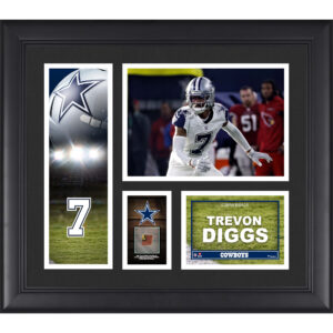 Gerahmte Spielercollage der Dallas Cowboys von Trevon Diggs, 15 x 17 Zoll, mit einem Stück eines Spielballs