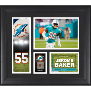 Jerome Baker Miami Dolphins Gerahmte 15″ x 17″ Spielercollage mit einem Stück eines Spielballs