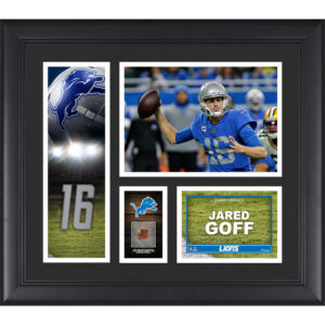 Jared Goff Detroit Lions, gerahmte 15 x 17 Zoll große Spielercollage mit einem Stück eines Spielballs