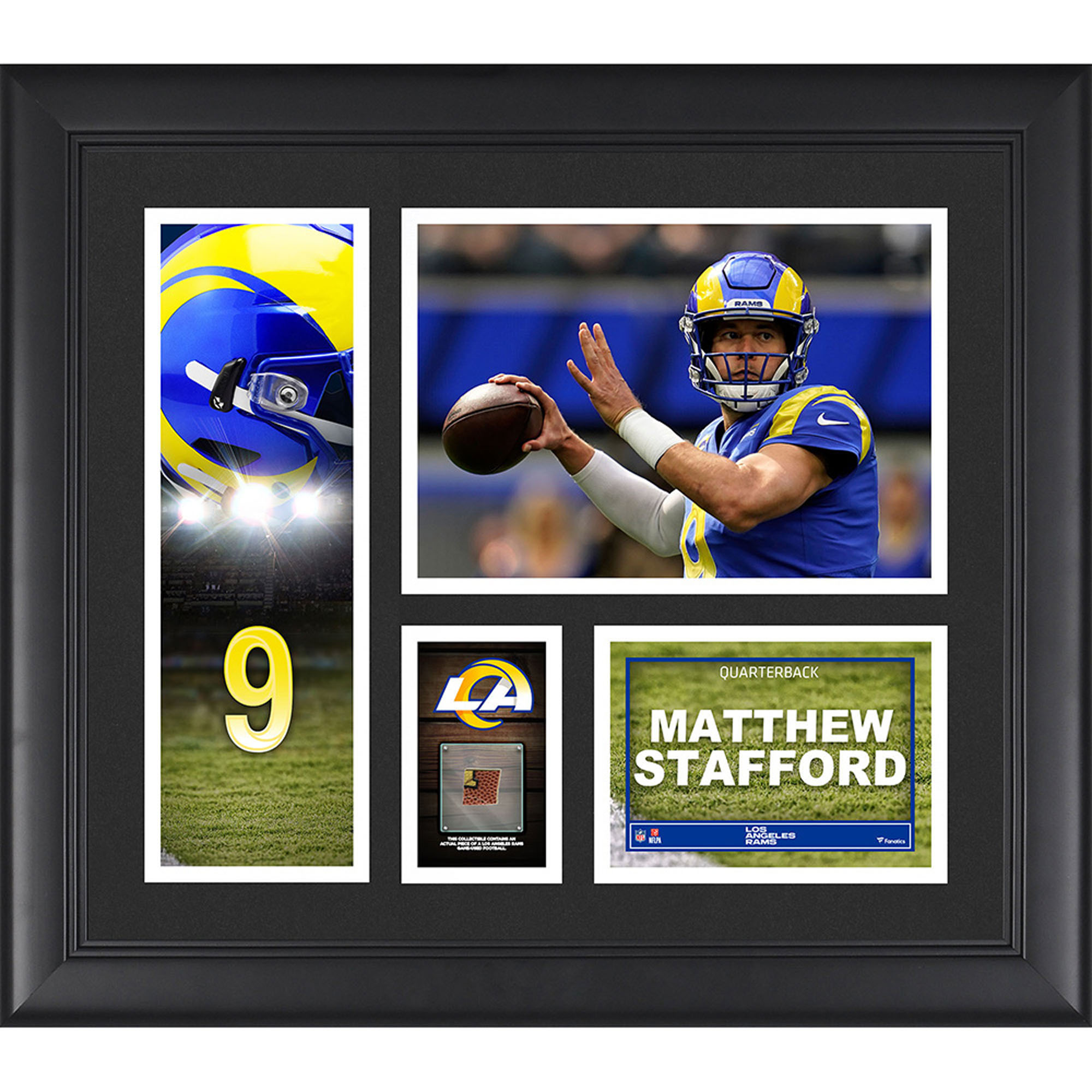 Matthew Stafford Los Angeles Rams Gerahmte 15″ x 17″ Spielercollage mit einem Stück eines Spielballs