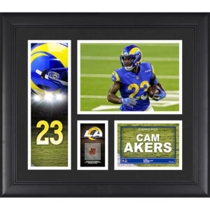 Gerahmte Spielercollage von Cam Akers, Los Angeles Rams, 15 x 17 Zoll, mit einem Stück eines Spielballs