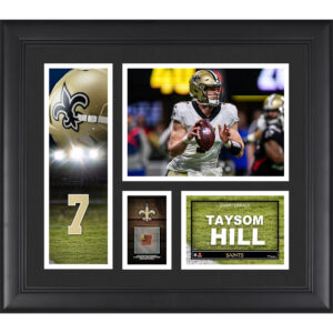 Taysom Hill New Orleans Saints Gerahmte 15″ x 17″ Spielercollage mit einem Stück eines Spielballs