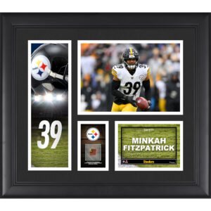 Gerahmte Spielercollage der Pittsburgh Steelers von Minkah Fitzpatrick, 15 x 17 Zoll, mit einem Stück eines Spielballs