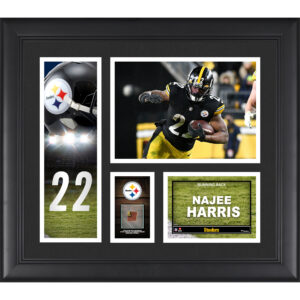 Gerahmte Spielercollage der Pittsburgh Steelers von Najee Harris, 15 x 17 Zoll, mit einem Stück eines Spielballs