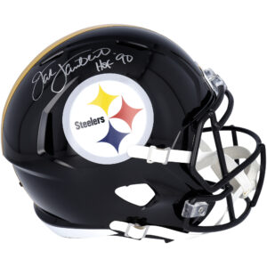 Von Jack Lambert signierter Riddell Speed-Replika-Helm der Pittsburgh Steelers mit der Aufschrift „HOF 90“