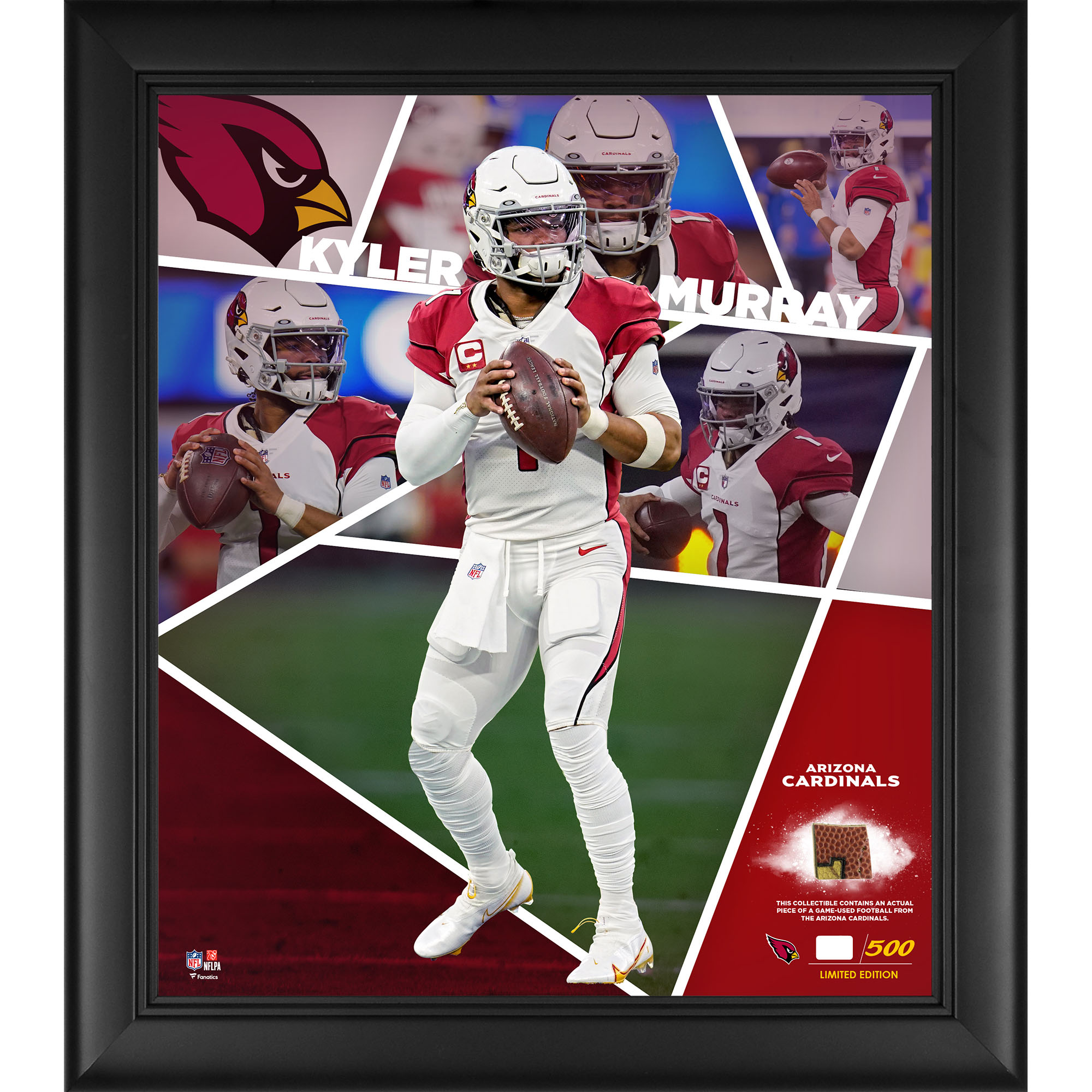 Kyler Murray Arizona Cardinals, gerahmte Collage eines Impact-Players, 15 x 17 Zoll, mit einem Stück eines beim Spiel verwendeten Footballs, limitierte Auflage von 500 Stück