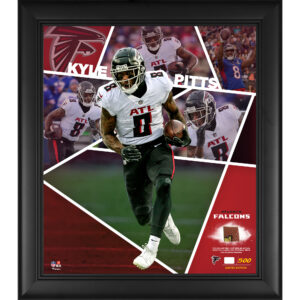 Kyle Pitts Atlanta Falcons gerahmte 15″ x 17″ Impact Player Collage mit einem Stück Spiel-Football – limitierte Auflage von 500