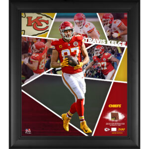 Travis Kelce Kansas City Chiefs – gerahmte Collage eines Impact-Players, 15 x 17 Zoll, mit einem Stück eines beim Spiel verwendeten Footballs – limitierte Auflage von 500 Stück