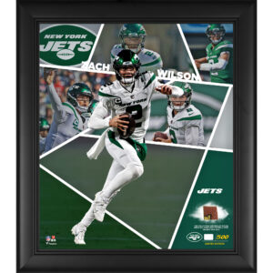 Zach Wilson New York Jets, gerahmte 15 x 17 Zoll große Impact-Player-Collage mit einem Stück eines beim Spiel verwendeten Footballs – limitierte Auflage von 500 Stück