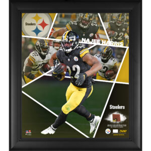 Najee Harris Pittsburgh Steelers gerahmte 15″ x 17″ Impact Player Collage mit einem Stück Spiel-Football – limitierte Auflage von 500