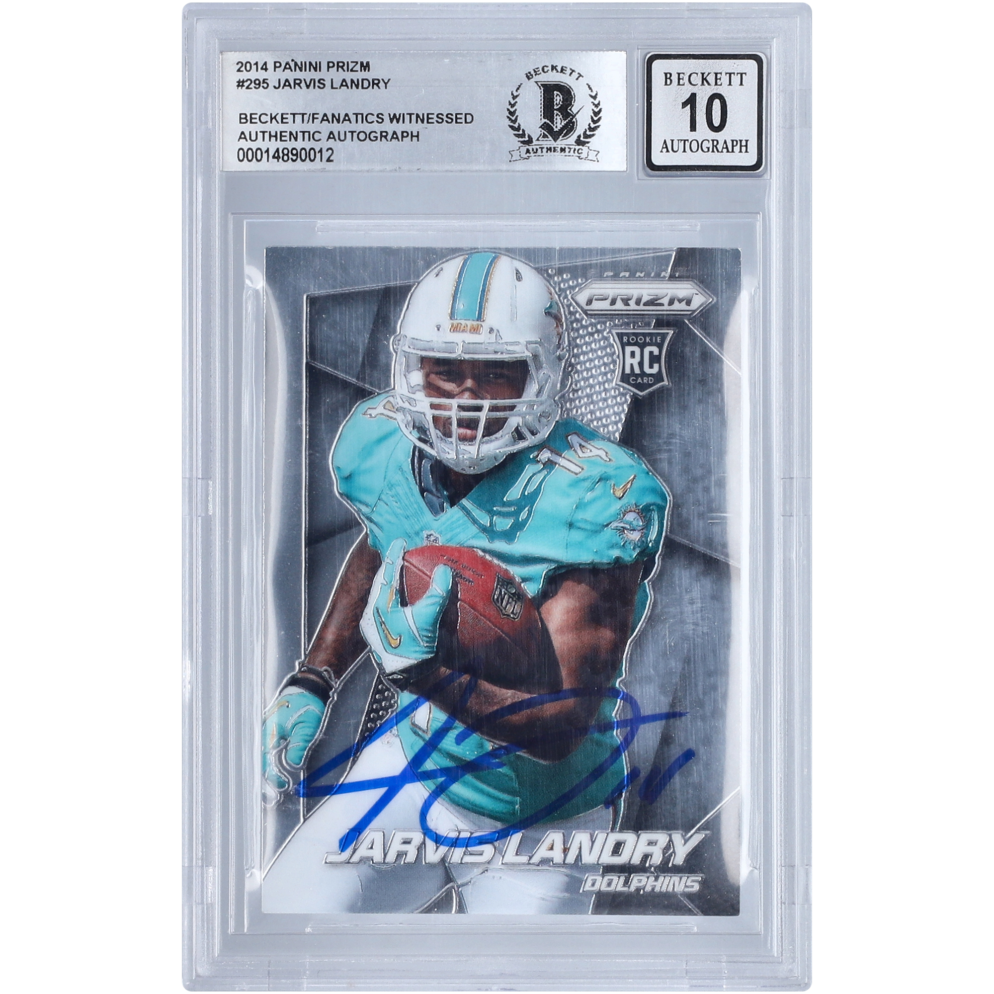 Jarvis Landry Miami Dolphins signiert 2014 Panini Prizm #295 Beckett Fanatics bezeugt authentifiziert 10 Rookie-Karte