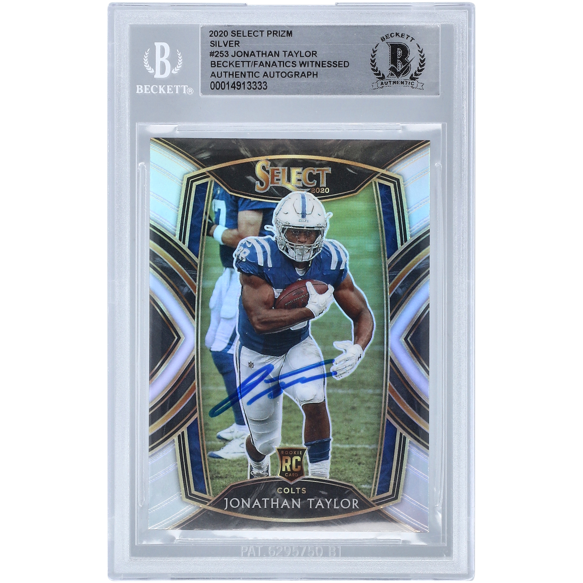 Jonathan Taylor Indianapolis Colts signierte 2020 Panini Select Club Level Silver Prizm #253 Beckett Fanatics bezeugte authentifizierte Rookie-Karte