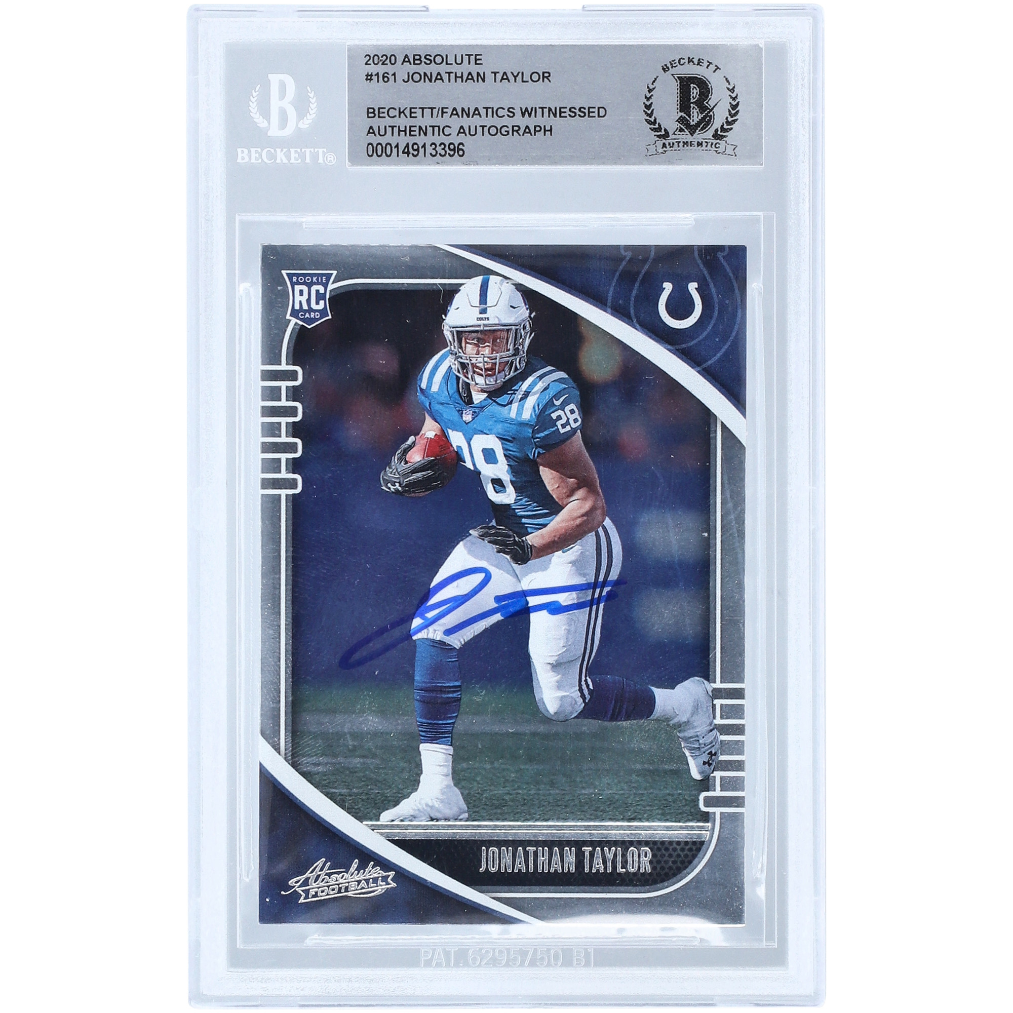 Jonathan Taylor Indianapolis Colts signierte 2020 Panini Absolute #161 Beckett Fanatics bezeugte authentifizierte Rookie-Karte