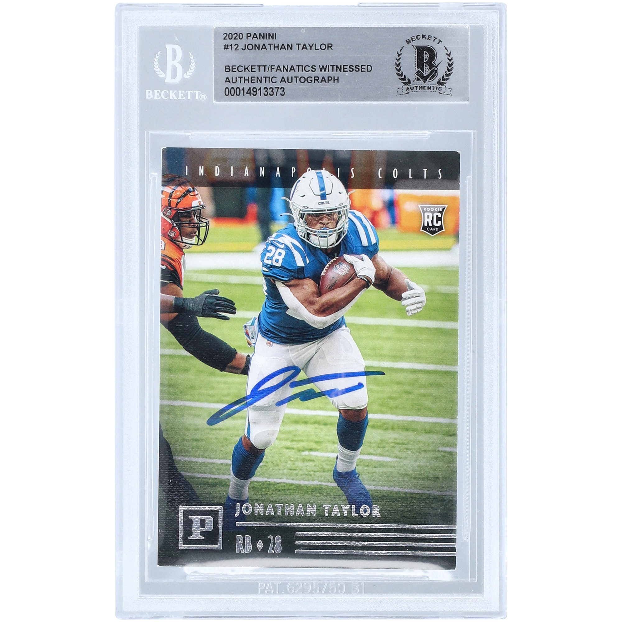 Jonathan Taylor Indianapolis Colts signierte 2020 Panini Chronicles #PA-12 Beckett Fanatics bezeugte authentifizierte Rookie-Karte