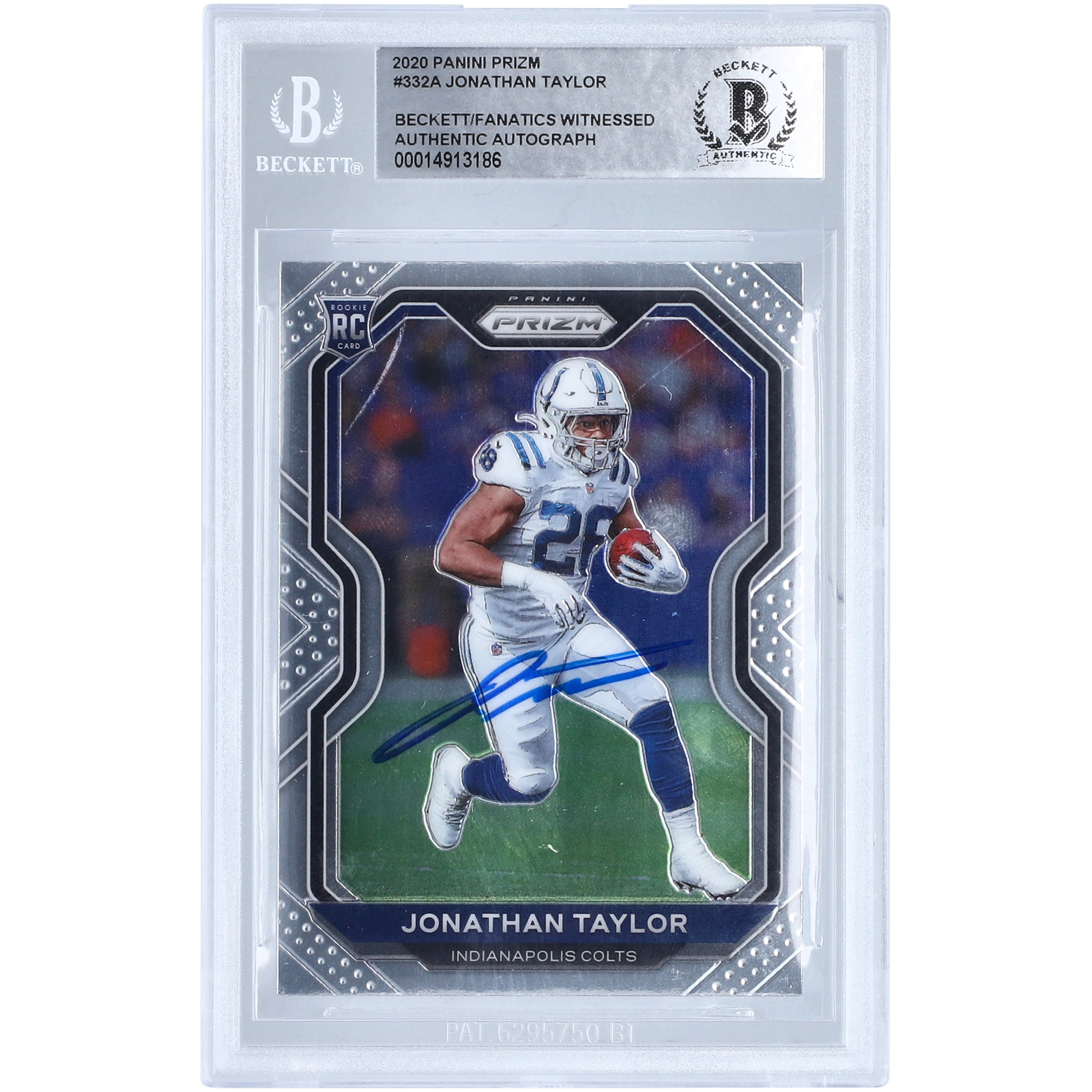 Jonathan Taylor Indianapolis Colts signierte 2020 Panini Prizm #332 Beckett Fanatics bezeugte authentifizierte Rookie-Karte