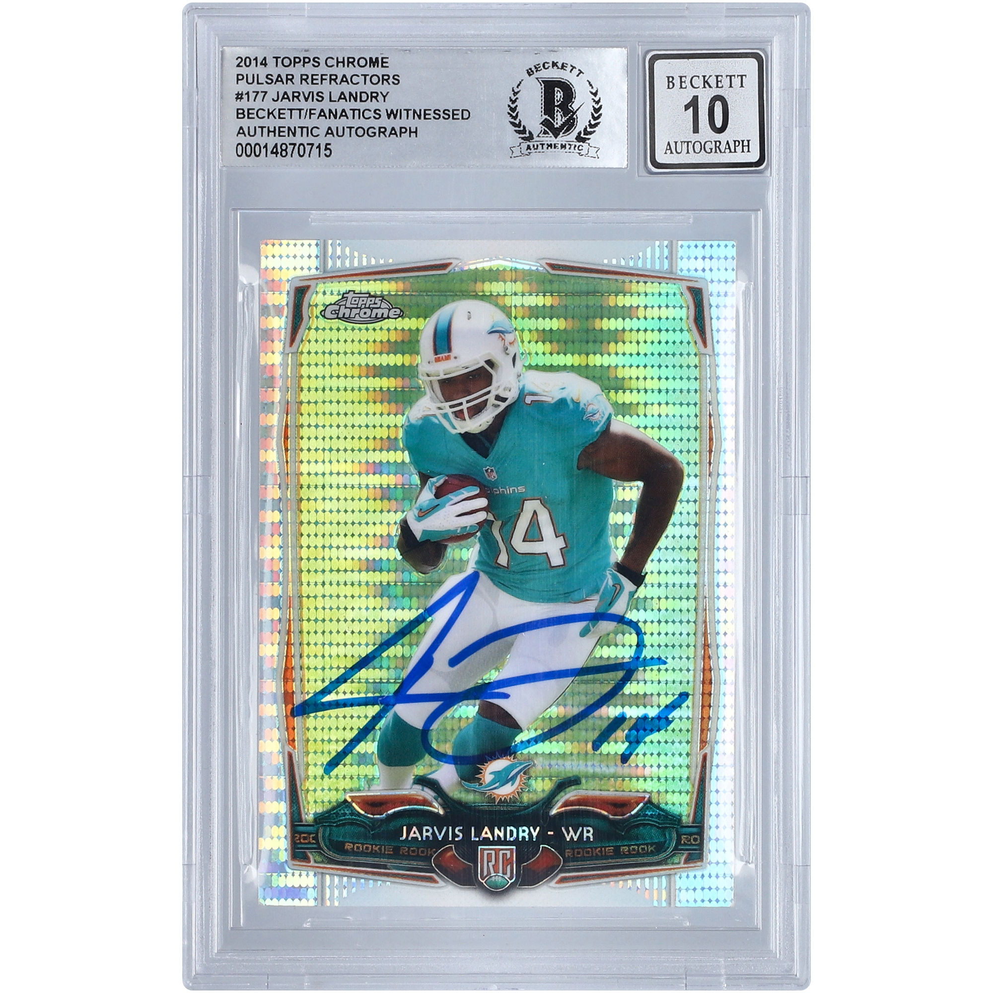 Jarvis Landry Miami Dolphins signiert 2014 Topps Chrome Pulsar Refractor #177 Beckett Fanatics bezeugt authentifiziert 10 Rookie-Karte