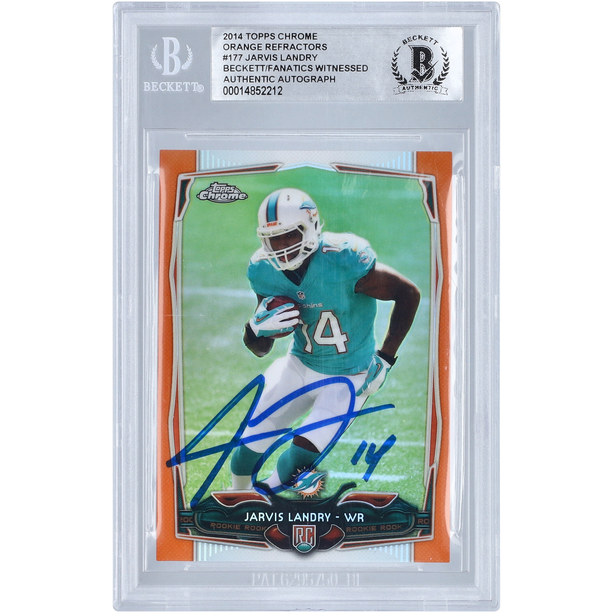 Jarvis Landry Miami Dolphins signierte 2014 Topps Chrome Orange Refractor #177 Beckett Fanatics bezeugte authentifizierte Rookie-Karte