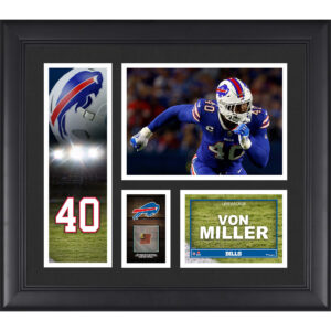 Von Miller, Buffalo Bills, gerahmte 15 x 17 Zoll große Spielercollage mit einem Stück eines beim Spiel verwendeten Balls