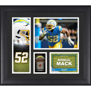 Khalil Mack Los Angeles Chargers Gerahmte 15″ x 17″ Spielercollage mit einem Stück eines Spielballs