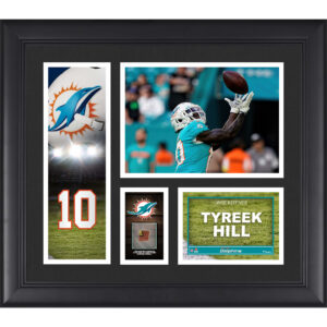 Tyreek Hill Miami Dolphins, gerahmte 15 x 17 Zoll große Spielercollage mit einem Stück eines Spielballs