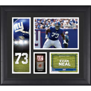 Gerahmte Spielercollage von Evan Neal, New York Giants, 15 x 17 Zoll, mit einem Stück eines Spielballs