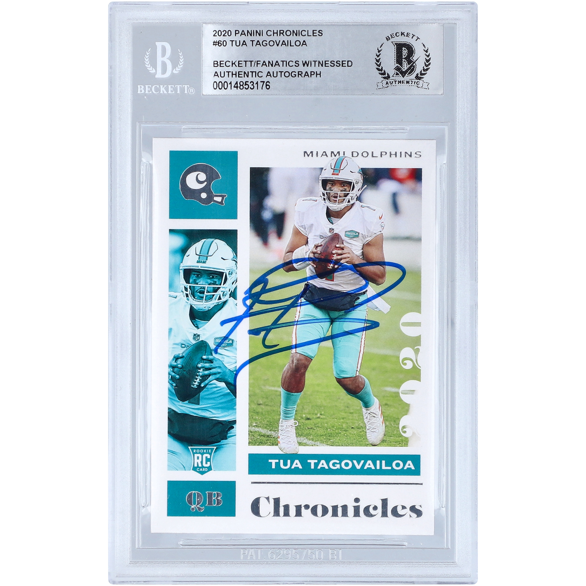 Tua Tagovailoa Miami Dolphins signierte 2020 Panini Chronicles #60 Beckett Fanatics bezeugte authentifizierte Rookie-Karte