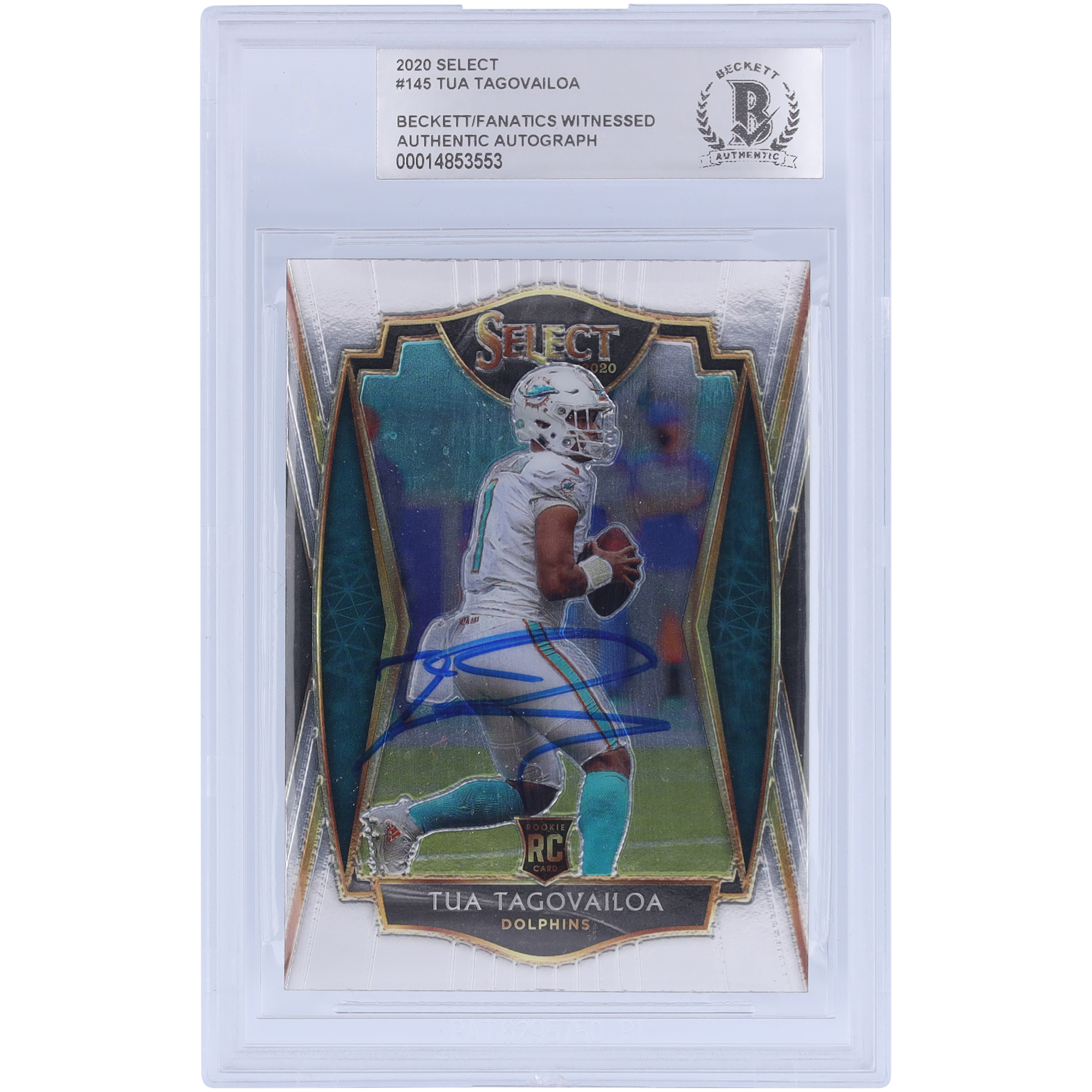 Tua Tagovailoa Miami Dolphins signierte 2020 Panini Select #145 Beckett Fanatics bezeugte authentifizierte Rookie-Karte