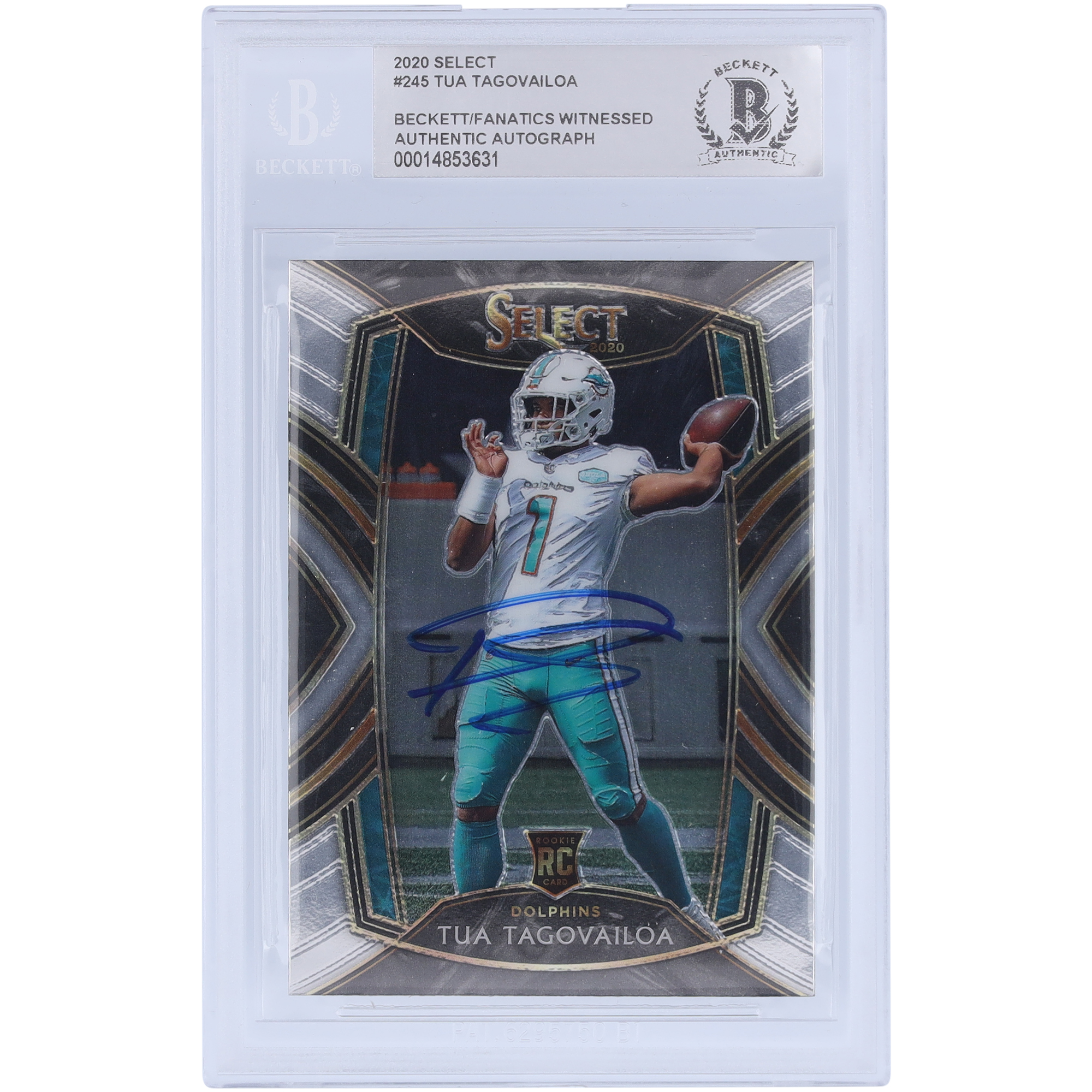 Tua Tagovailoa Miami Dolphins signierte 2020 Panini Select #245 Beckett Fanatics bezeugte authentifizierte Rookie-Karte