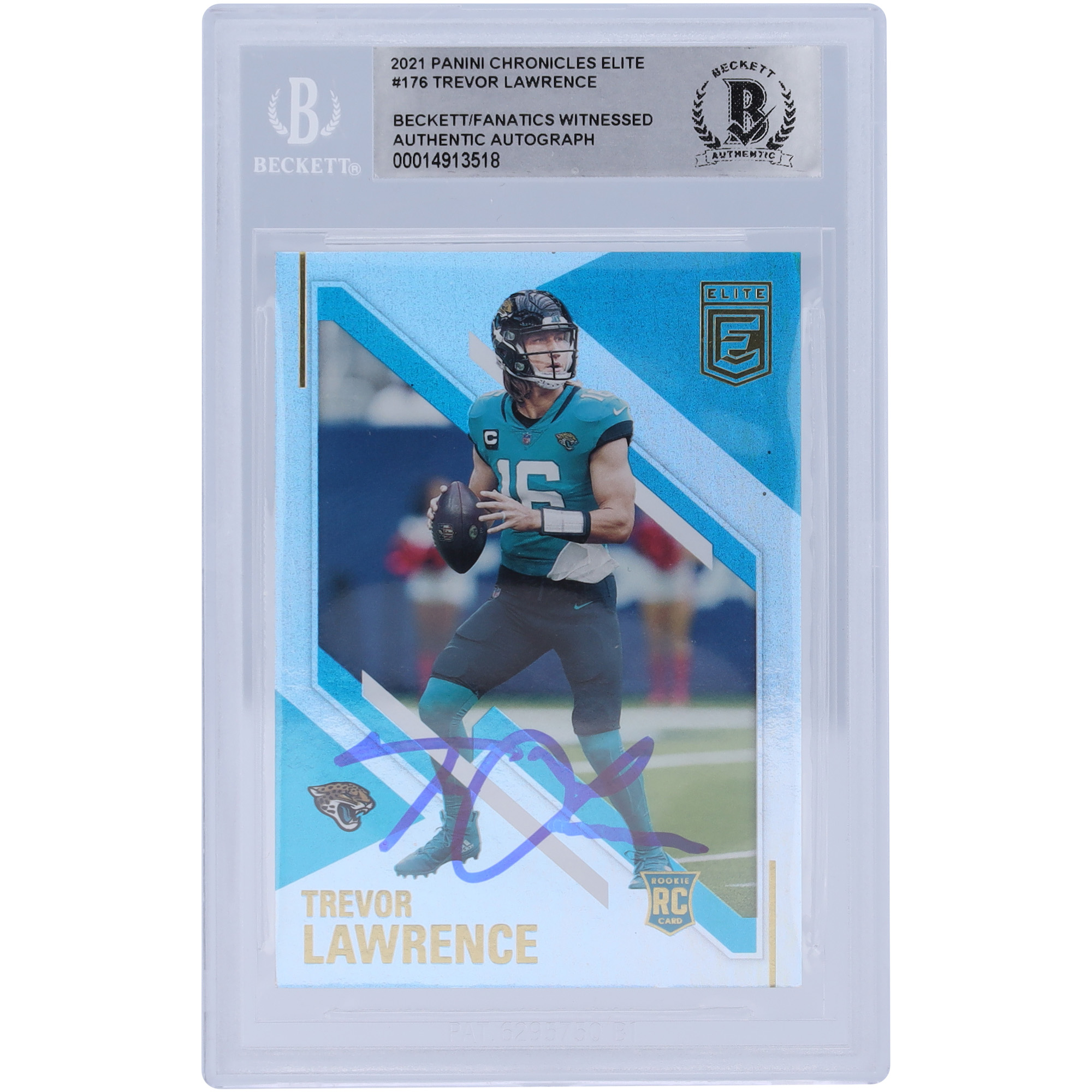 Trevor Lawrence Jacksonville Jaguars signierte 2021 Panini Chronicles Elite #176 Beckett Fanatics bezeugte authentifizierte Rookie-Karte