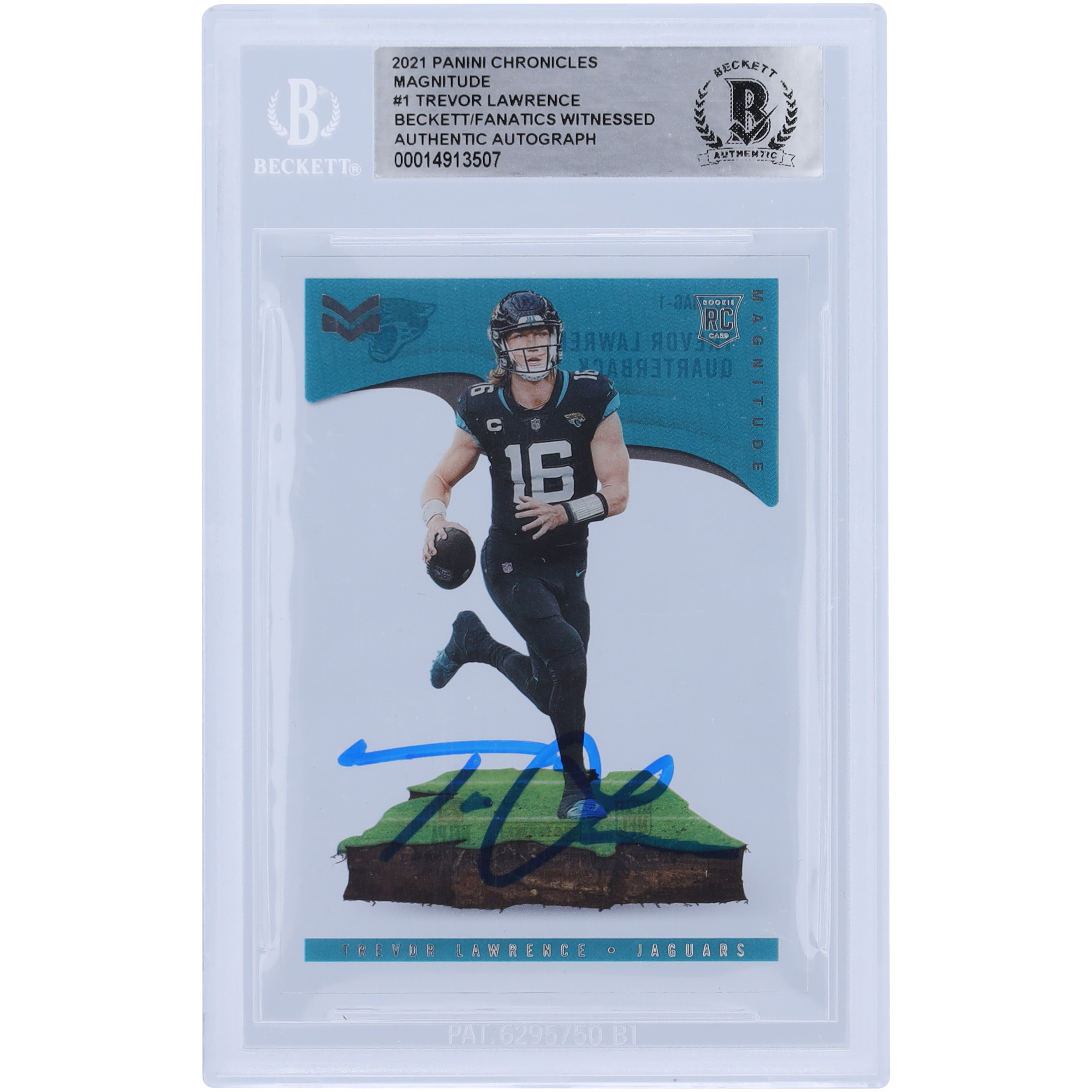 Trevor Lawrence Jacksonville Jaguars signierte 2021 Panini Chronicles Magnitude #MAG-1 Beckett Fanatics bezeugte authentifizierte Rookie-Karte