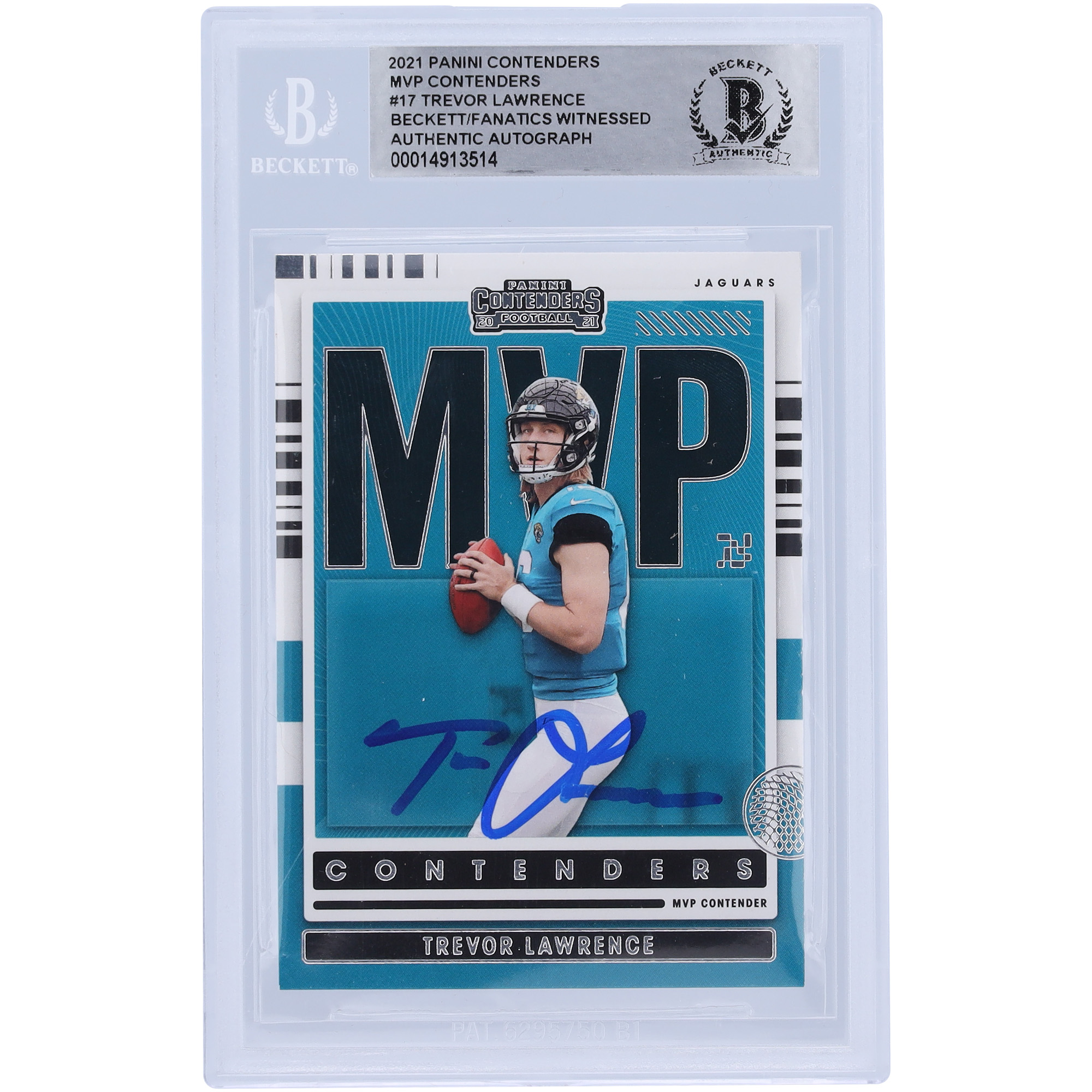 Trevor Lawrence Jacksonville Jaguars signierte 2021 Panini MVP Contenders #MVP-TLA Beckett Fanatics bezeugte authentifizierte Rookie-Karte