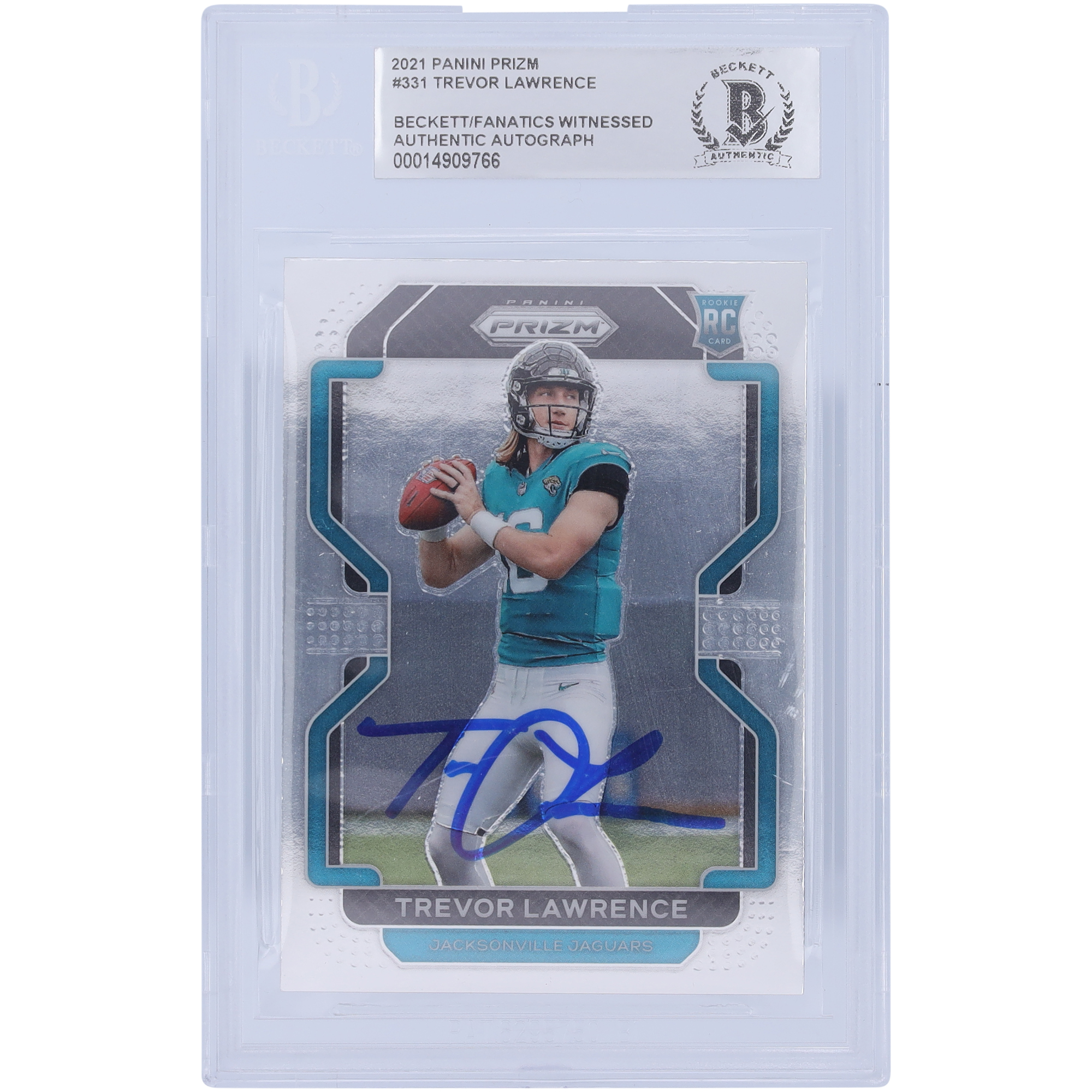 Trevor Lawrence Jacksonville Jaguars signierte 2021 Panini Prizm #331 Beckett Fanatics bezeugte authentifizierte Rookie-Karte